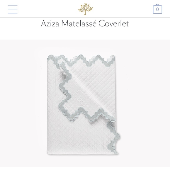 Matouk Aziza Full/Queen Coverlet in White/ Pool $774 New! - Picture 2 of 5